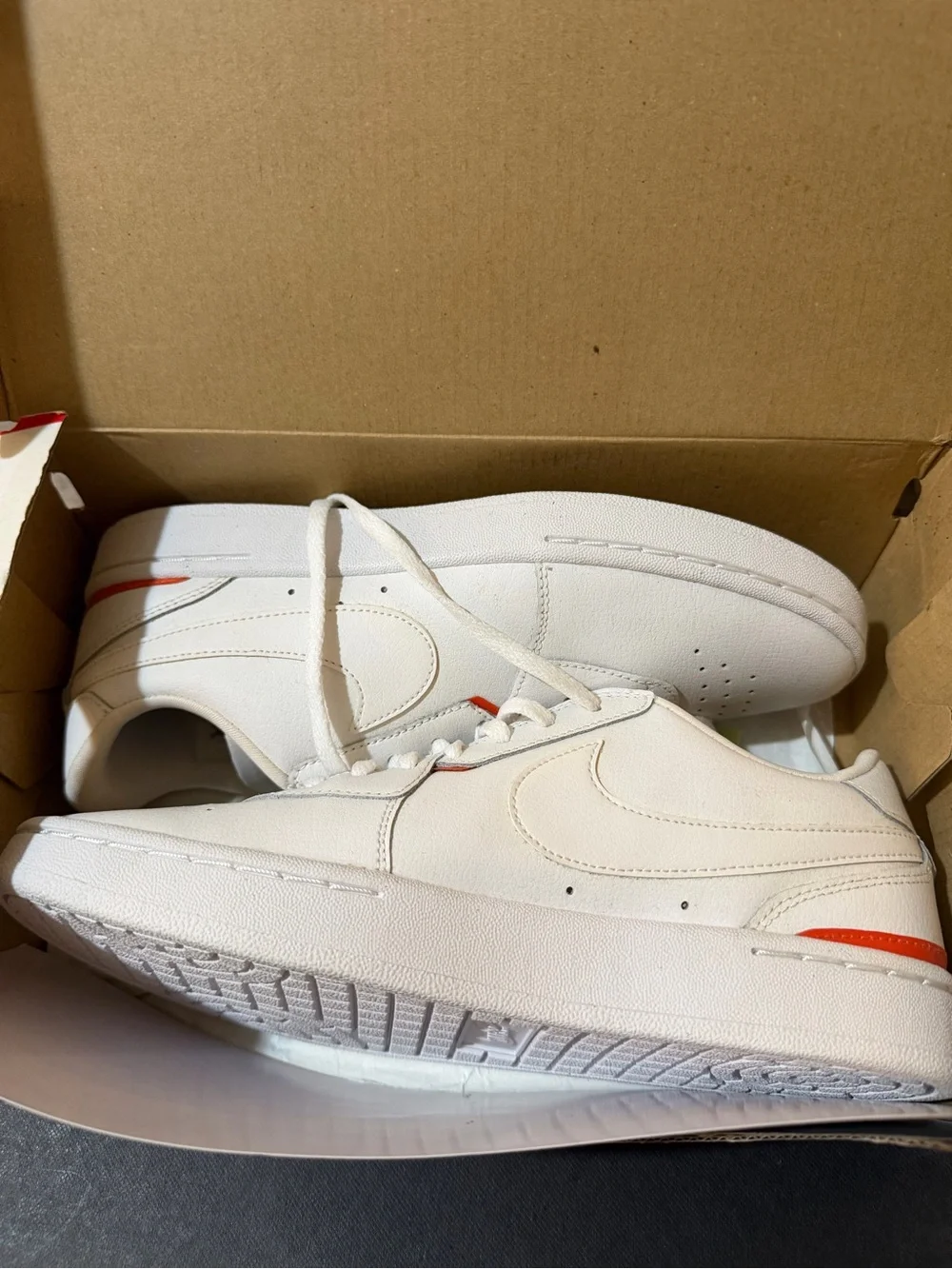 Nike White Low-Top Sneakers with Coral Trim